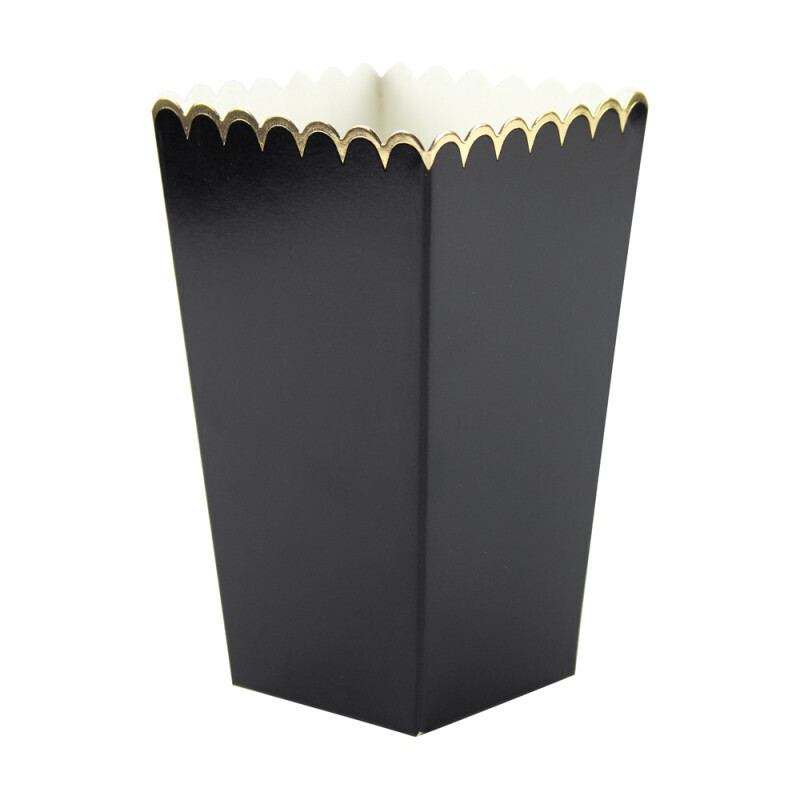 BOITE A POP CORN NOIRE ET OR X8