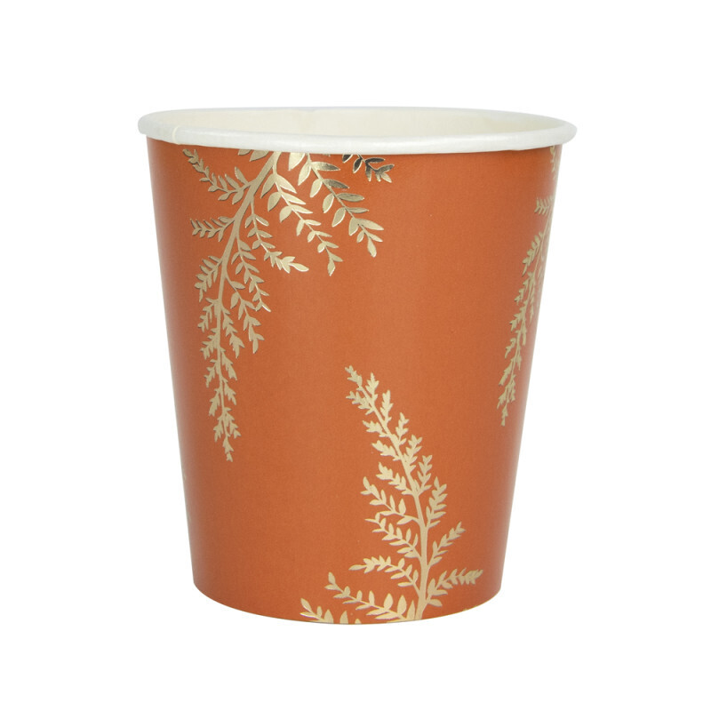 GOBELETS FESTONNES TERRACOTTA ET OR X8