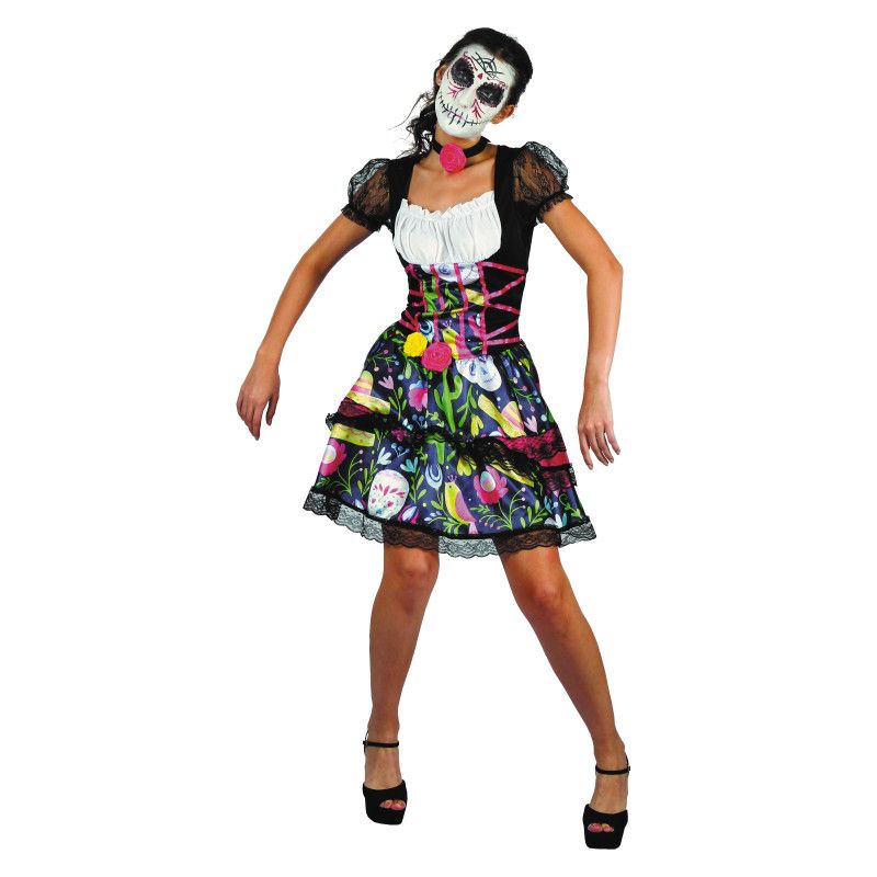 COSTUME DIA DE LA MUERTE FLEURI ADULTE