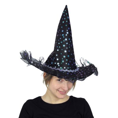 CHAPEAU SORCIERE ETOILES IRISEES LUXE ADULTE