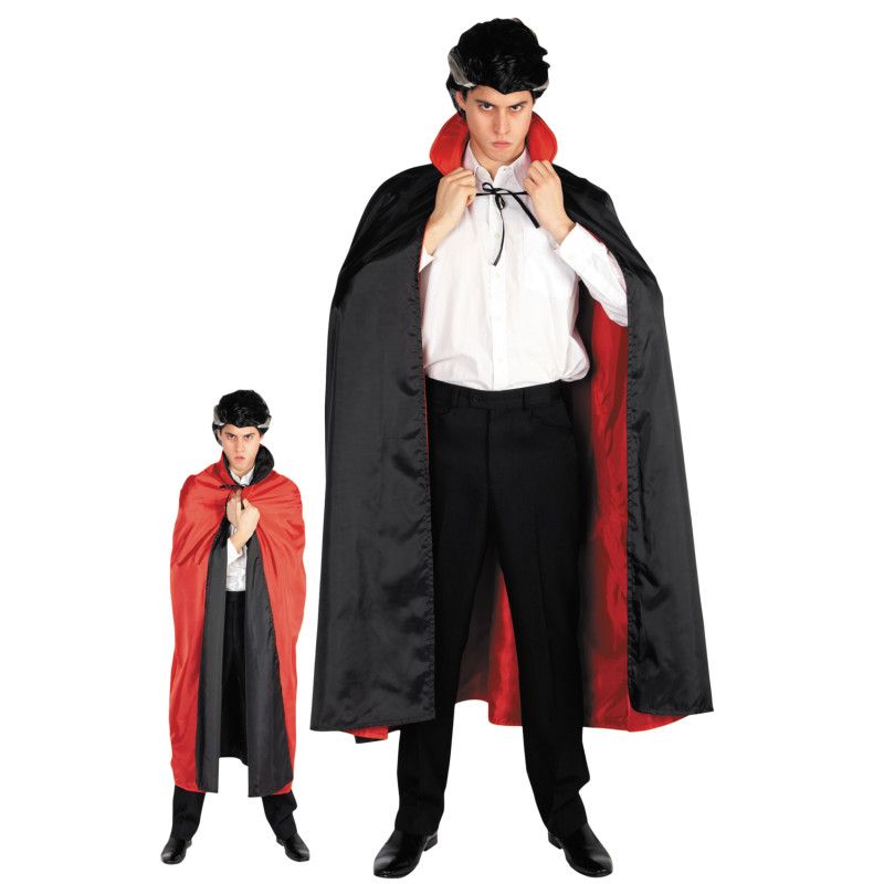 CAPE REVERSIBLE NOIRE ET ROUGE ADULTE