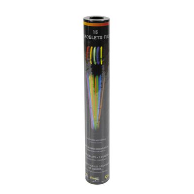 TUBE 15 BRACELETS FLUORESCENTS COULEURS