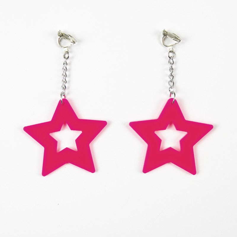 BOUCLES D'OREILLES ETOILES FLUOS