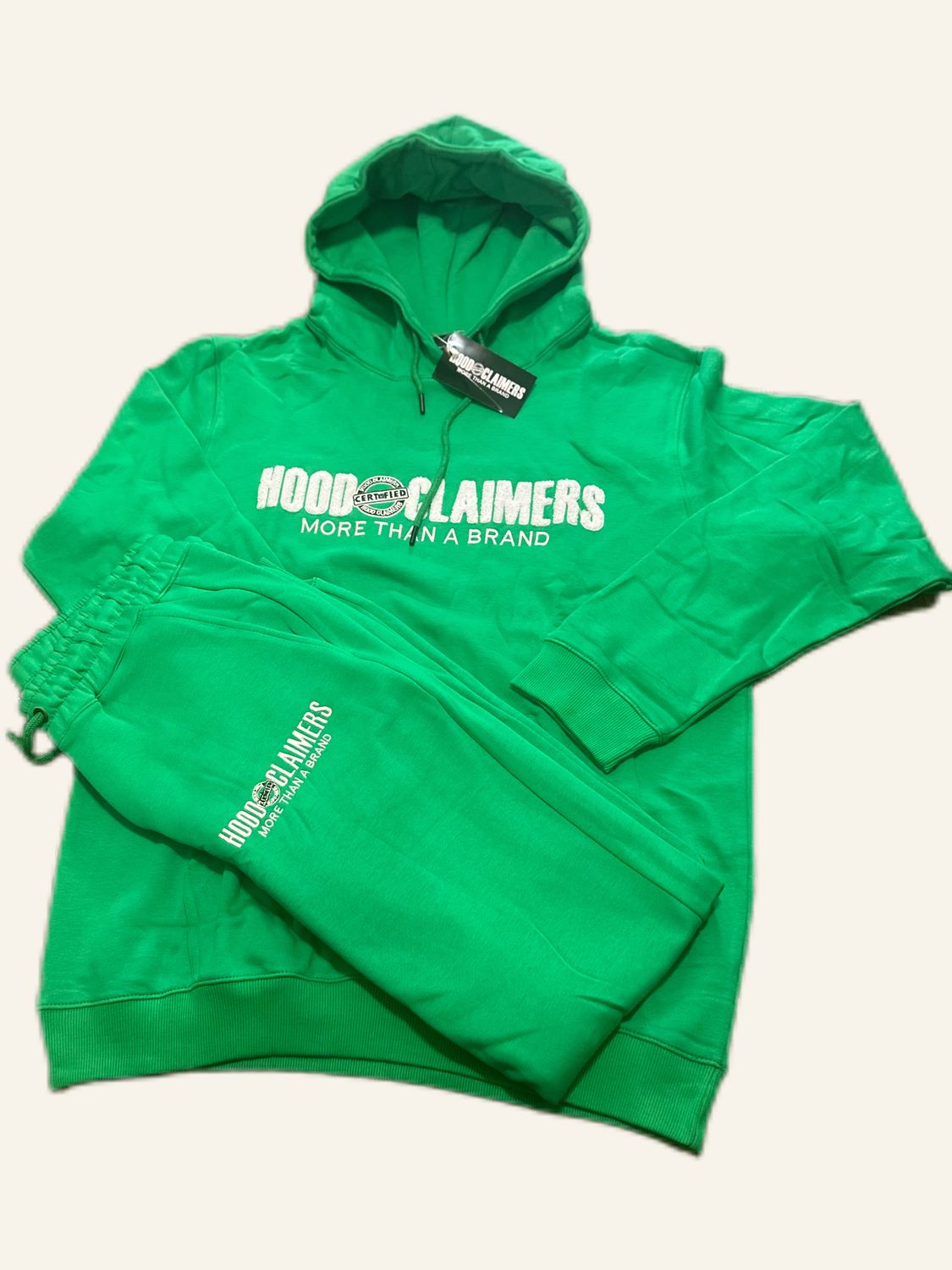 Unisex Fleece Kelly Green Pullover Jogger Set