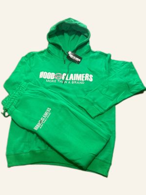 Unisex Fleece Kelly Green Pullover Jogger Set