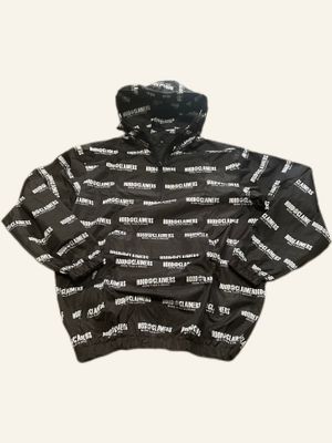 Unisex Black Windbreaker Pullover Hoodie