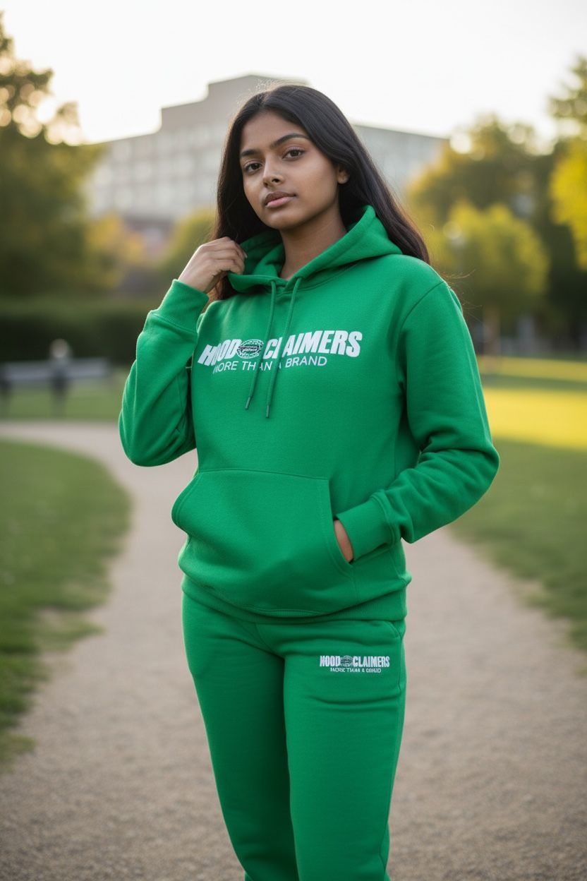 Unisex Fleece Kelly Green Pullover Jogger Set