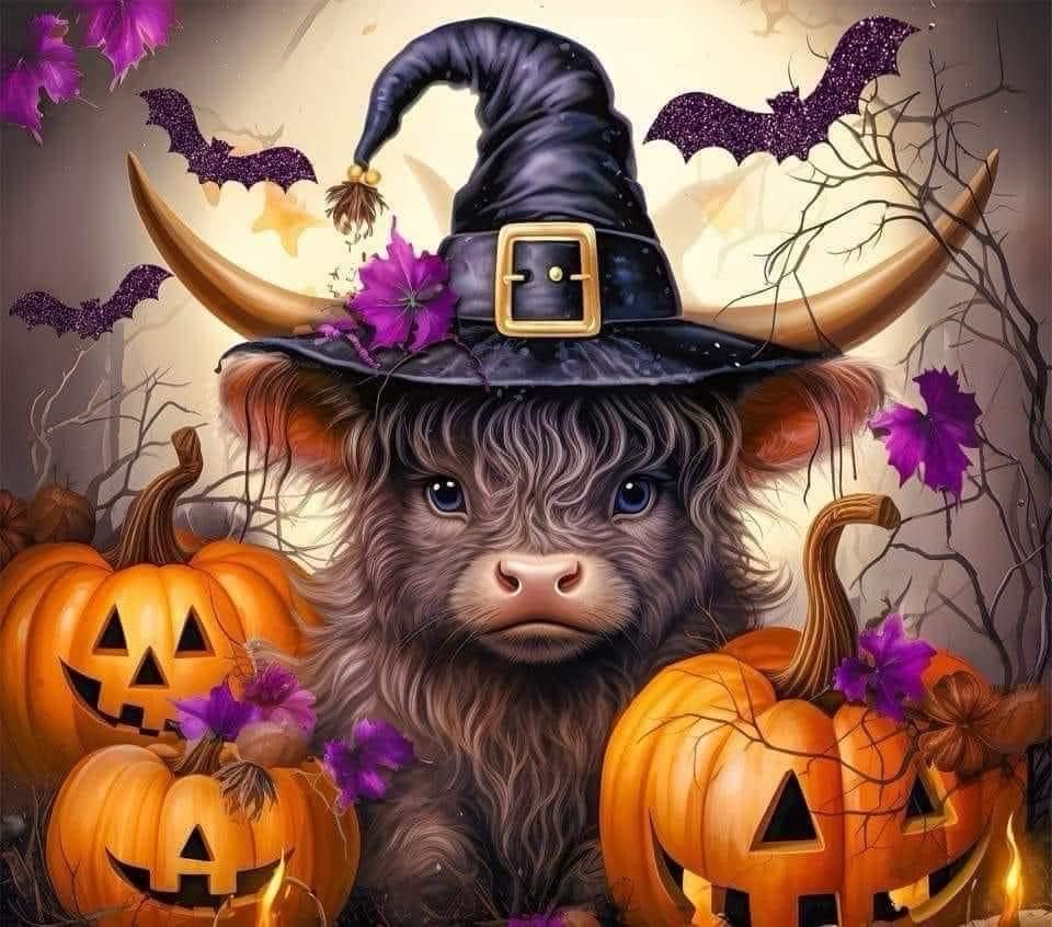 20 Oz Skinny Tumbler Halloween Highland Cow