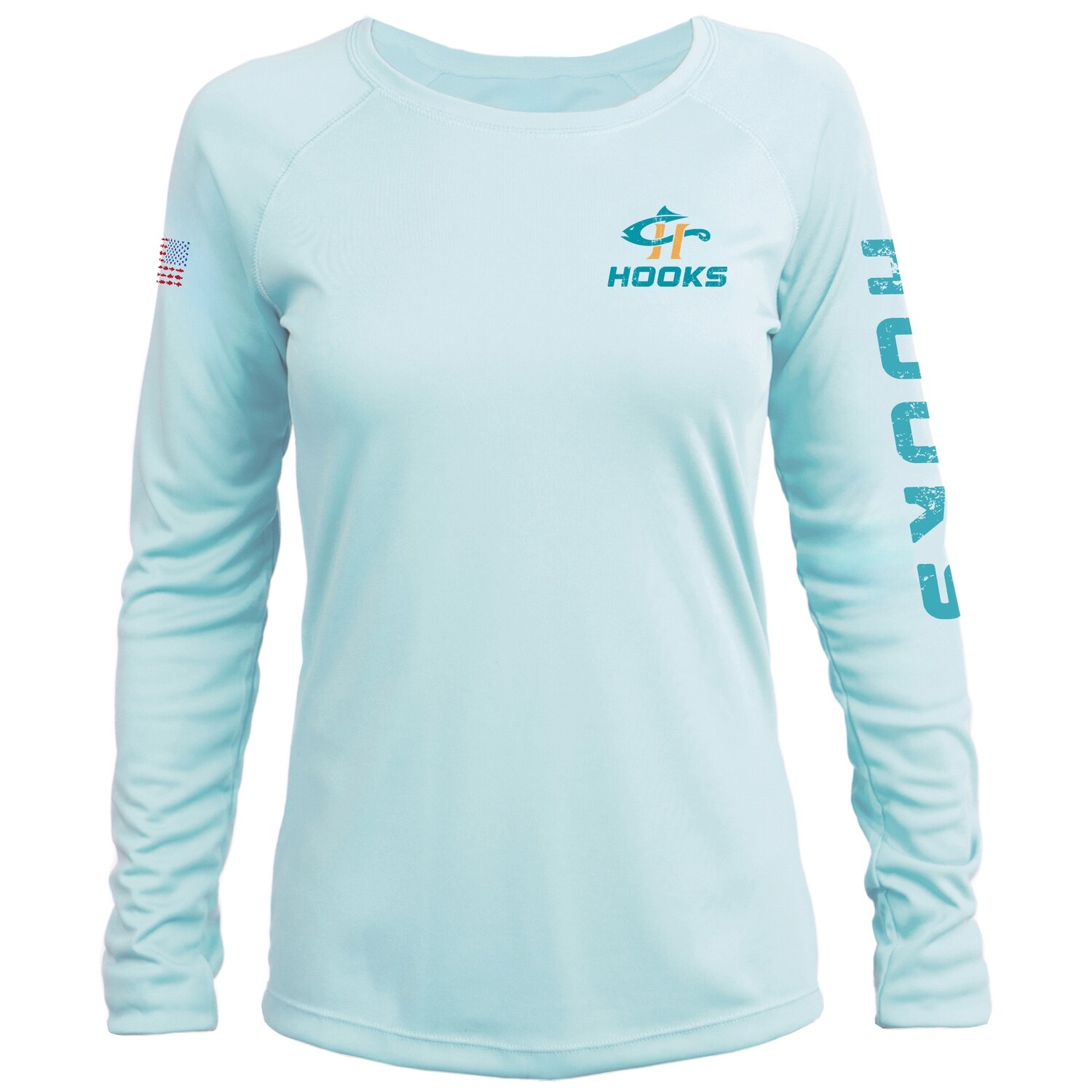HOOKS CATCH FILET RELEASE, SIZE: S, SLEEVES: LONG SLEEVE, COLOR: ARCTIC BLUE