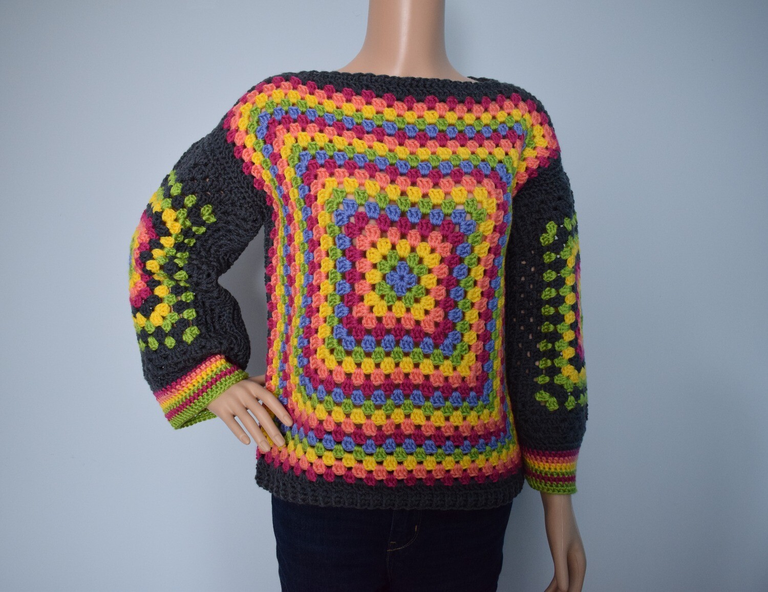 Multi Color Granny Pullover (S/M)