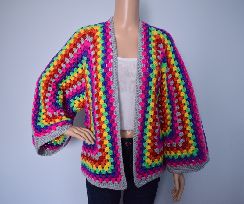 Rainbow Hexagon Cardigan (M/L)