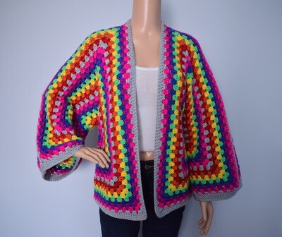 Rainbow Hexagon Cardigan (M/L)
