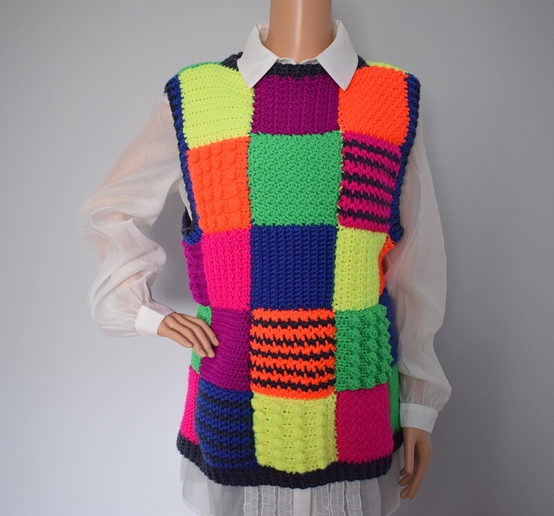 Colorful Patchwork Vest (L)
