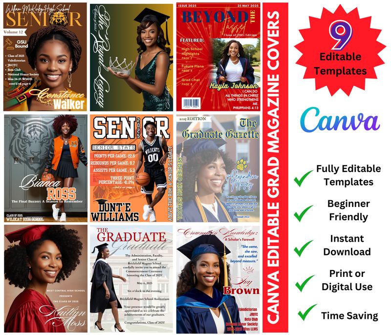 Grad Magazine Templates *Digital Download*