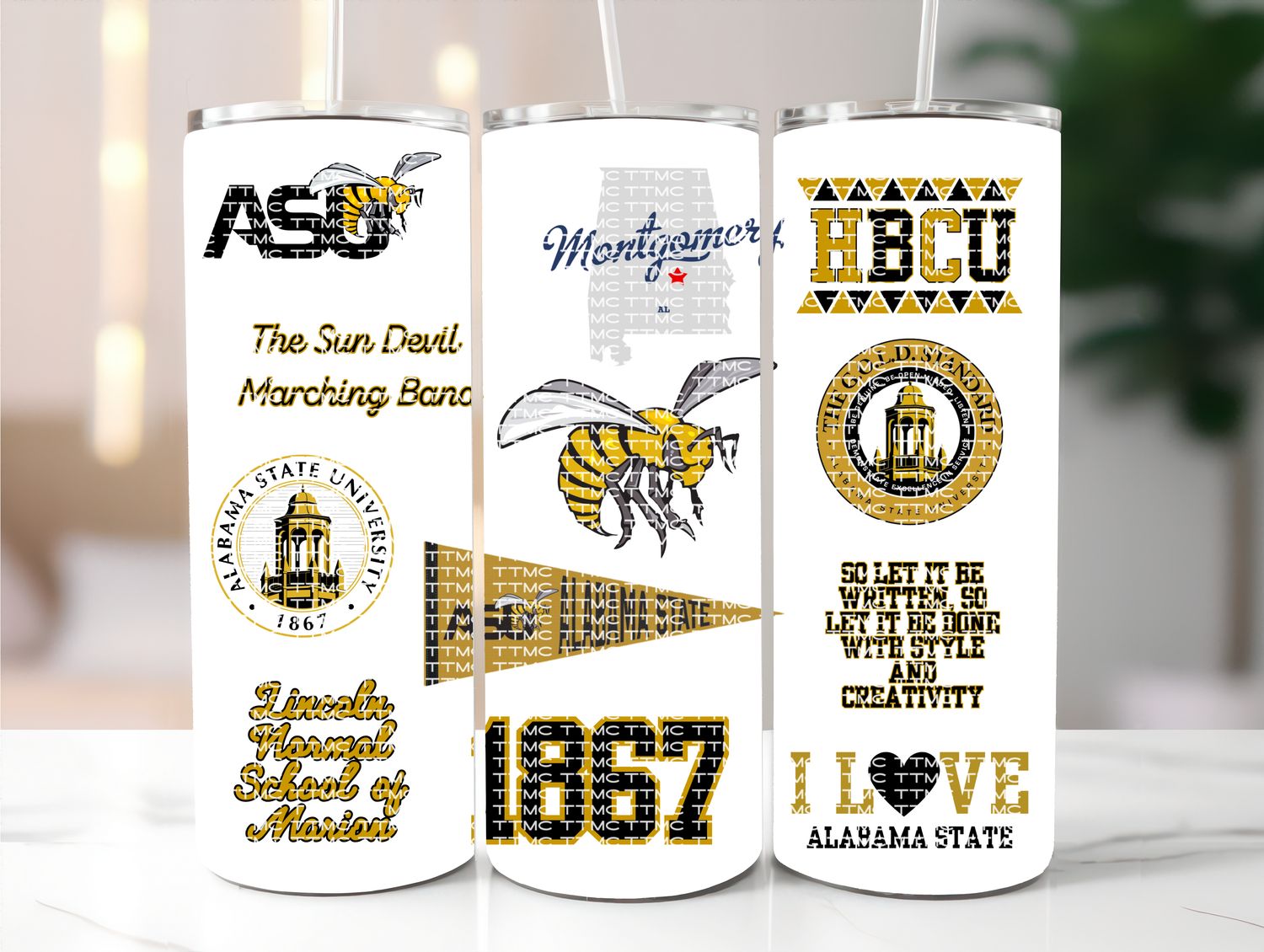 Alabama State HBCU tumbler in school colors, HBCU pride gift by TTMC