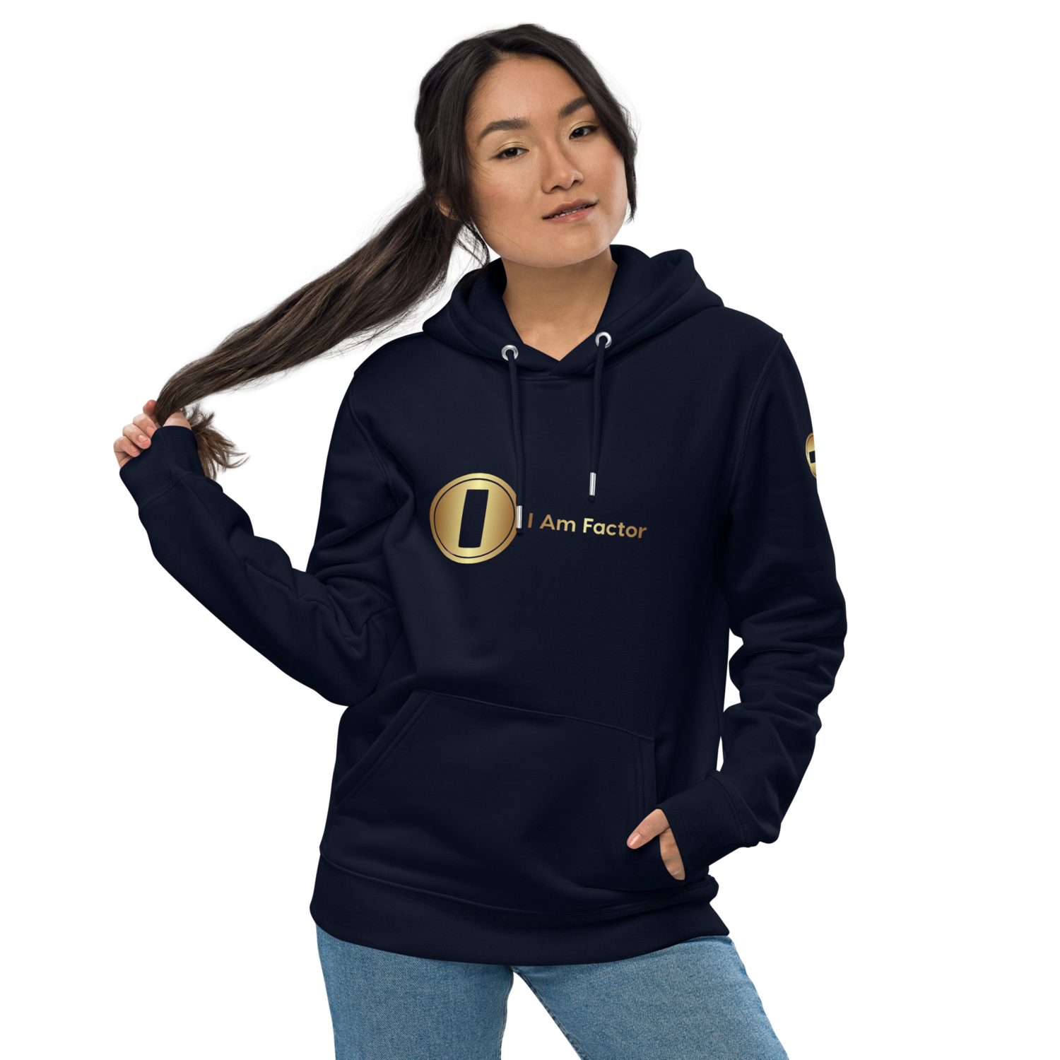 Unisex essential eco hoodie I Am Factor Gold