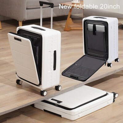 TRAVLR's Bubule Foldable 100% ecofriendly PP material with express front opening laptop pocket spinner carry-on trolley business unisex lightweight luggage.
