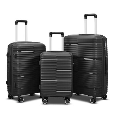 TRAVLR 100% PP break resistant lightweight expandable luggage trolley set (20", 24", 28")