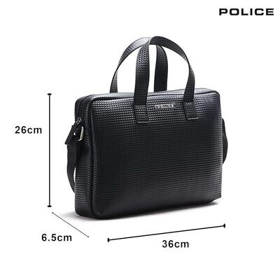 POLICE Neo Pyramid Vegan Leather14" Laptop Briefcase Office Bag- Black