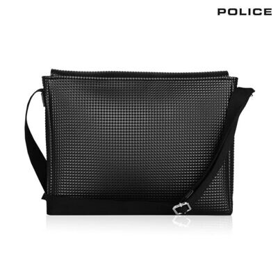POLICE Pyramid Vegan Leather Messenger bag- Black