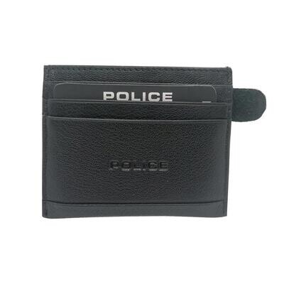 POLICE Wyatt 100% Genuine Leather Credit card Holder-Black