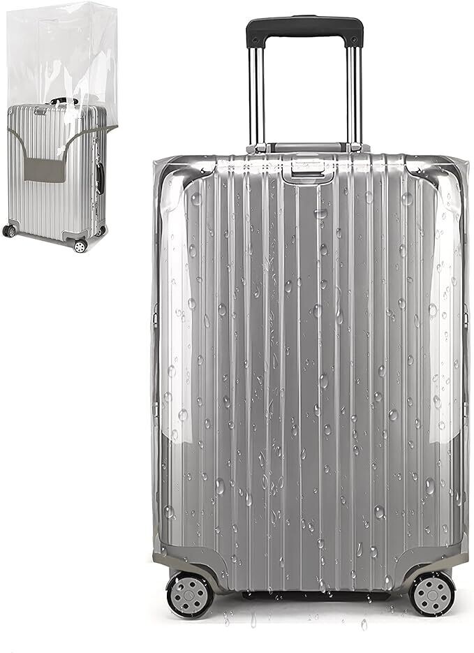TRAVLR Clear PVC Luggage Covers Suitcase Cover Protector 0.3mm Thickening for 20 Inch Carry on Luggage with Wheels (47cm/18.50&#39;&#39;H x 36cm/14.17&#39;&#39;L x 24cm/9.44&#39;&#39;W)