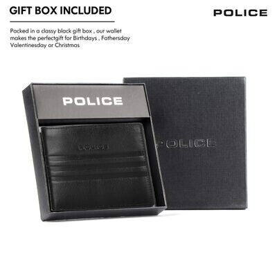 POLICE Rapido Overflap Men's 100% Genuine Leather Coin RFID Wallet, Gents Purse with Card Holder Compartment-Black