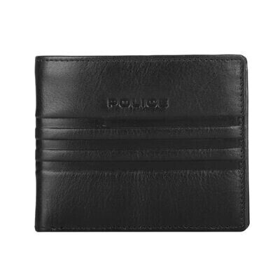 POLICE Rapido Overflap Men&#39;s 100% Genuine Leather Coin RFID Wallet, Gents Purse with Card Holder Compartment-Black