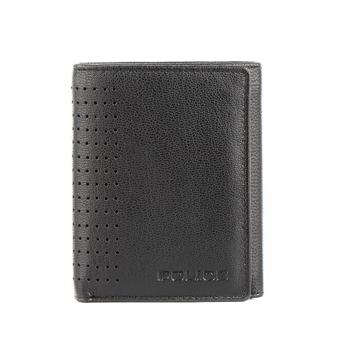 POLICE GARDON TRI FOLD  Men&#39;s 100% Genuine Leather Wallet with Card Holders, Gifts for Men- Black