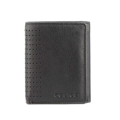 POLICE GARDON TRI FOLD  Men&#39;s 100% Genuine Leather Wallet with Card Holders, Gifts for Men- Black