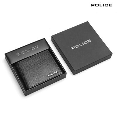 POLICE Drick Bi-Fold Genuine Leather Wallet for Men | Purse for Men/Money Bag for Men with 9 Slots | Gents Purse with Coin Pocket | Mens Wallet Gift for Him - Black