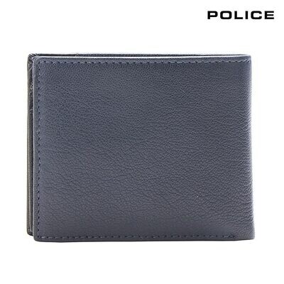 POLICE RAPODO OVER FLAP  Men's 100% Genuine Leather Coin Wallet with Card Holders, Gifts for Men- Navy/Black