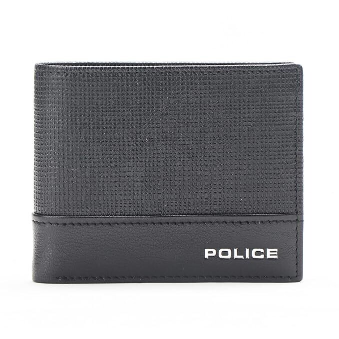 POLICE COSMIN SLIM 100% Genuine Leather Coin Wallet with Card Holders, Gifts for Men- BLACK