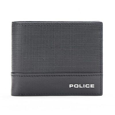 POLICE COSMIN OVER FLAP 100% Genuine Leather Coin Wallet with Card Holders, Gifts for Men- BLACK