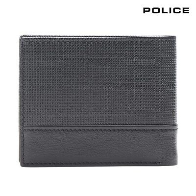 POLICE COSMIN OVER FLAP 100% Genuine Leather Wallet with Coin Pocket Card Holders and ID Window , Gifts for Men- BLACK