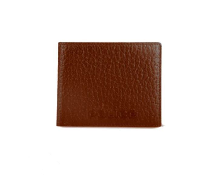 POLICE Hulkin Overflap Men&#39;s 100% Genuine Leather Coin Wallet with Card Holders, Gifts for Men- BROWN
