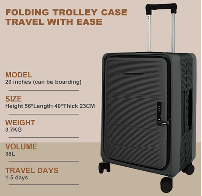 Travlr's Bubble Foldable/ Collapsible 100% PP Hardside Lightweight 20" Carry On Trolley luggage with TSA Lock and mute Spinner Wheels - Purplish Blue