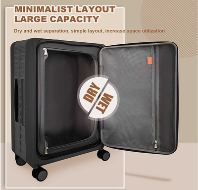 Travlr's Bubble Foldable/Collapsible 100% PP Hardside Lightweight 24" checkin trolley luggage with TSA Lock and Mute Spinner Wheels - Black