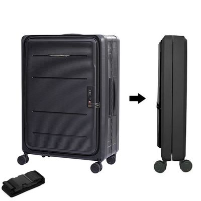 Travlr&#39;s Bubble Foldable/Collapsible 100% PP Hardside Lightweight 24&quot; checkin trolley luggage with TSA Lock and Mute Spinner Wheels - Black
