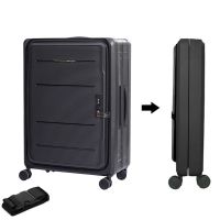 Travlr's Bubble Collapsible / Foldable 100% PP hardside lightweight 26" checkin luggage with TSA Lock and Mute Omnidirectional Spinner Wheels. - Black