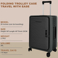 Travlr's Bubble Foldable /Collapsible 100% PP hardside Lightweight 20" Cabin Trolley luggage with TSA Lock and mute Spinner Wheels - Grey