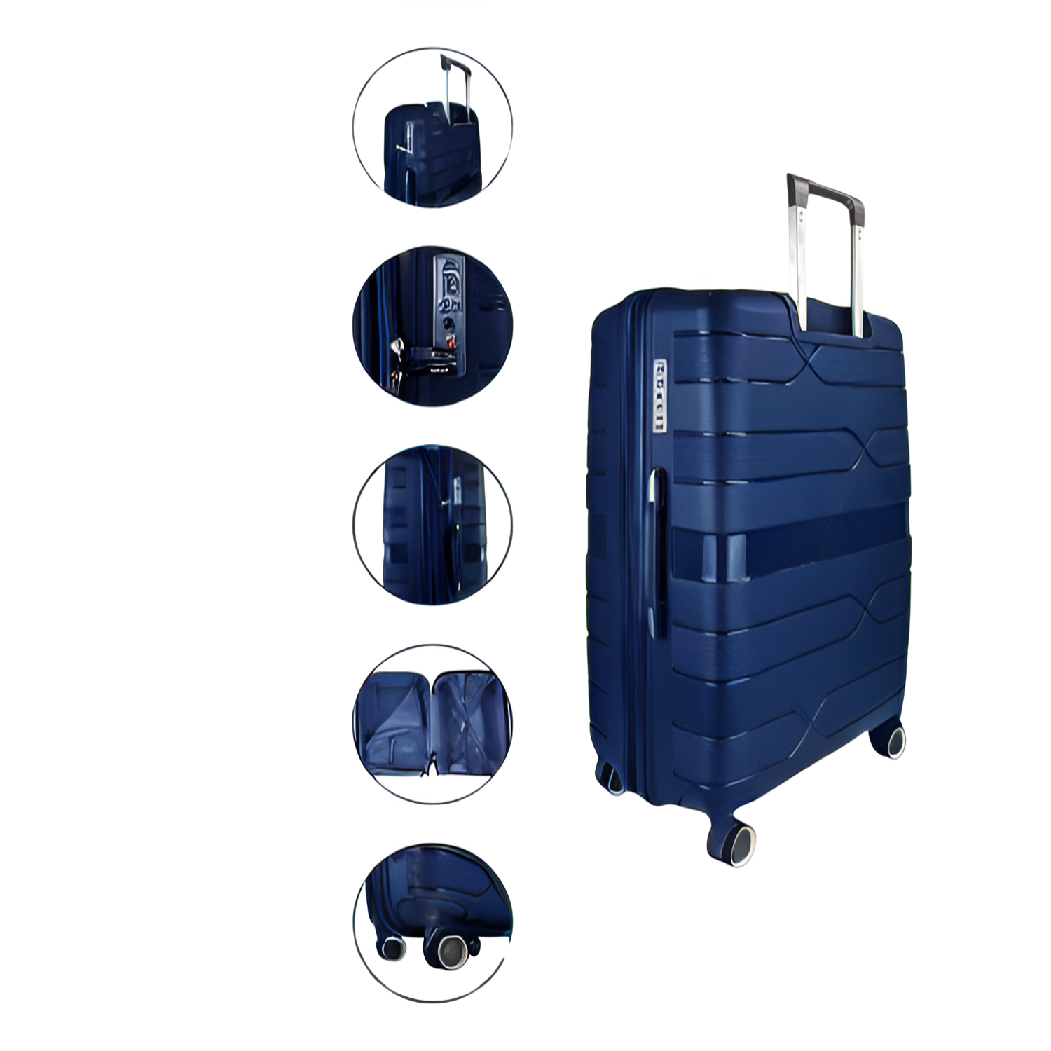 TRAVLR 100% PP break resistant lightweight expandable 28&quot; checkin luggage trolley ., COLOR: Navy Blue