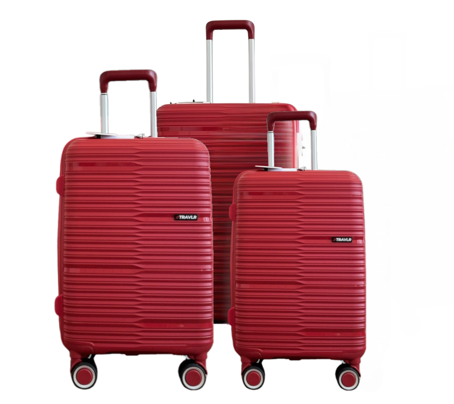 TRAVLR 100% PP break resistant lightweight expandable luggage trolley  set (20&quot;, 24&quot;, 28&quot;), COLOR: Maroon Red