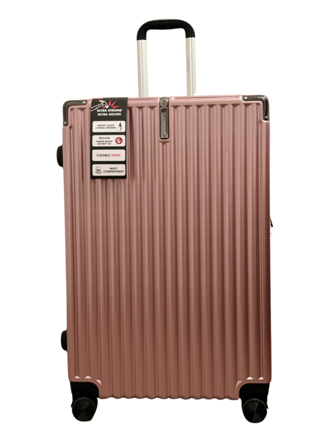 TRAVLR  Strokes Medium (25&quot;) Hardside Luggage  Expandable,  Anti-Scratch, Mute Eight Wheels  Wheels and TSA Lock, Color: Rose Gold