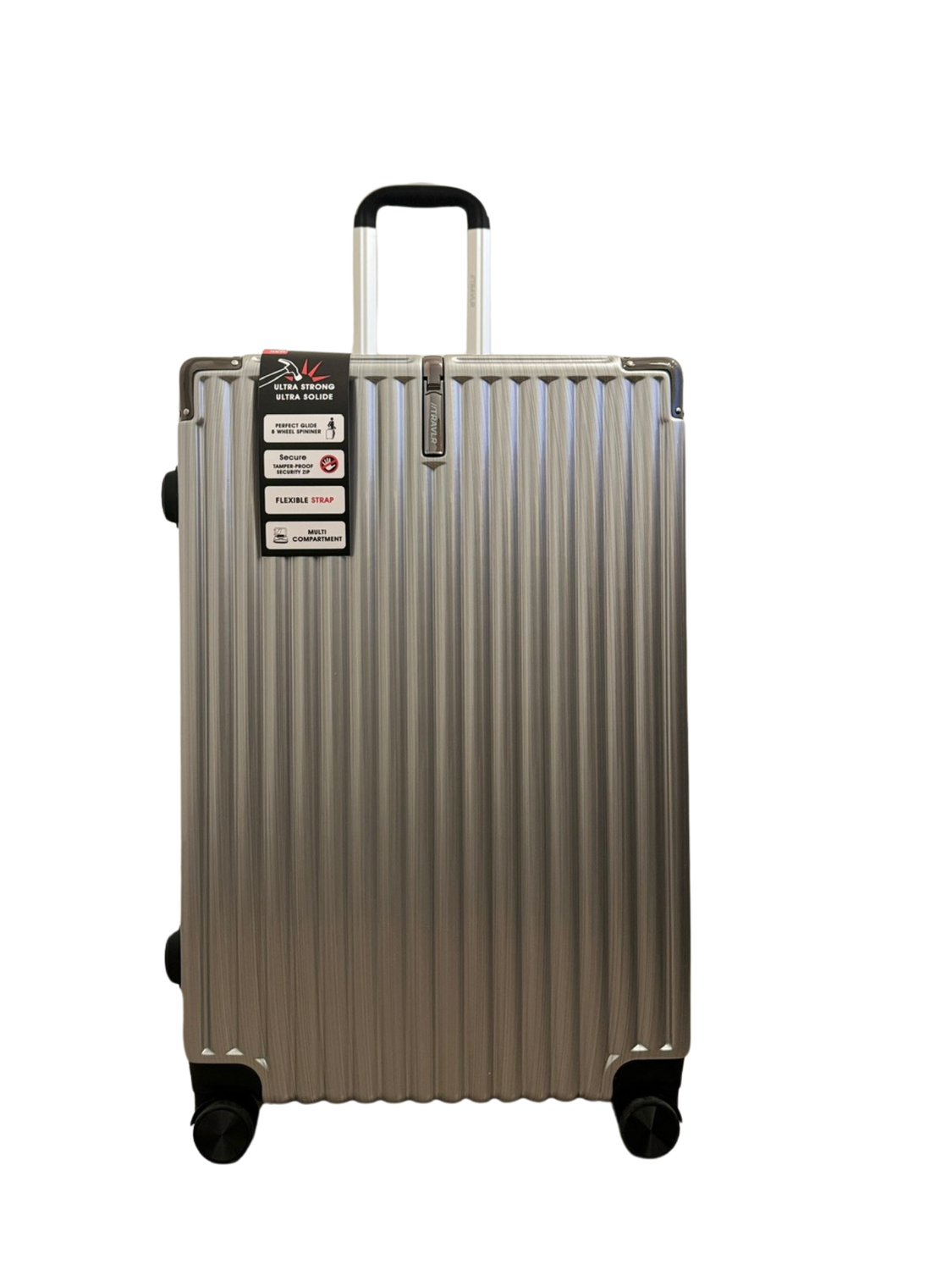 TRAVLR  Strokes Carryon (20&quot;)Hardside Luggage Expandable,  Anti-Scratch, Mute Eight Wheels  Wheels and TSA Lock, COLOR: Silver