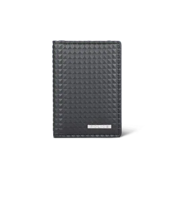 POLICE Pyramid Vegan Leather Business And Credit Card Wallet-Black