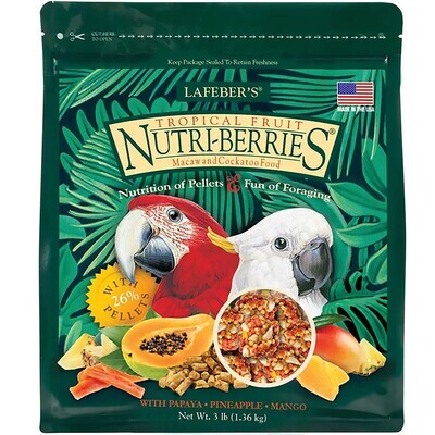 Tropical Fruit Nutri-Berries for Macaws & Cockatoos 3LB