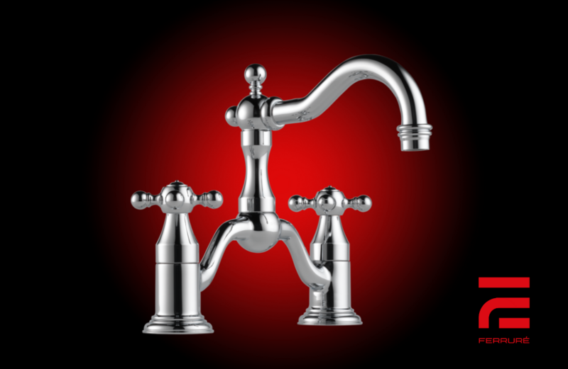Grifo de lavabo de puente extendido de dos manijas