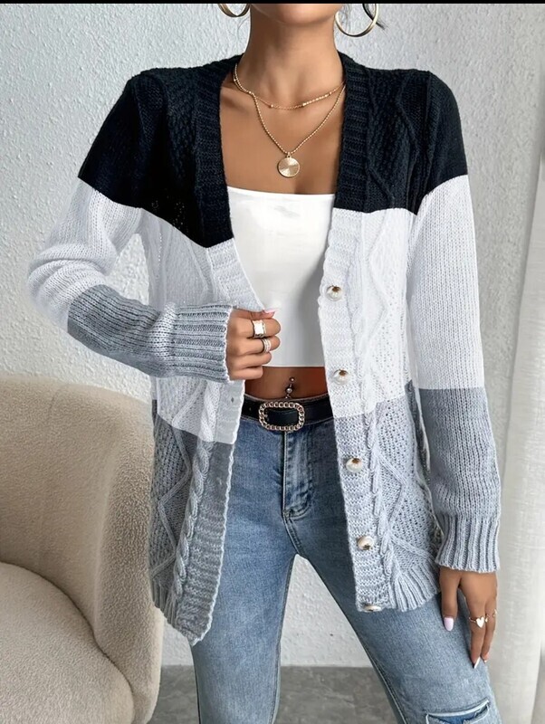 Black and white knit sweater