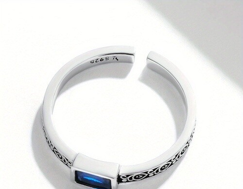 Real .925 Silver Ring with Blue Stone, SIMPLE YET ELEGANT